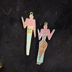 Unique Earrings/Charms with Pink and Blue Accents